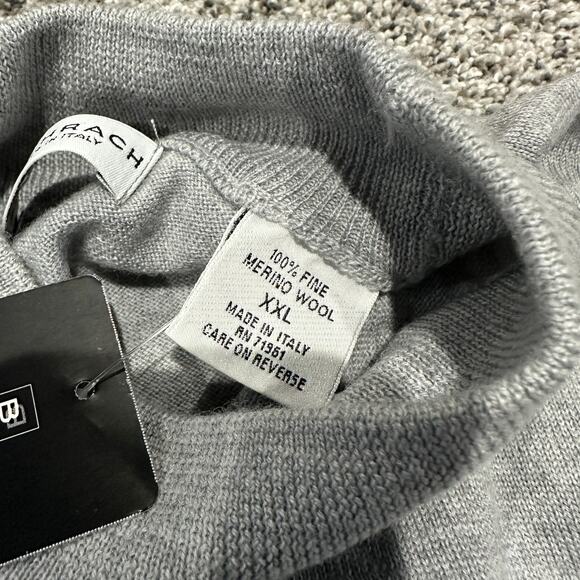 NWT Bachrach 100% Fine Merino Wool Gray Italy Long Sleeve Sweater, Size XXL - Picture 5 of 7